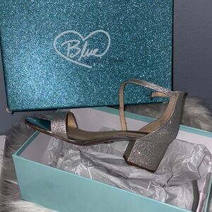 Blue by Betsey Johnson Silver Glitter Heels